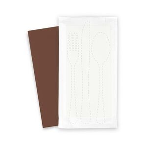 SemyTop Bestecktaschen mit brauner Serviette, 1/8-Falz, 38 x 38 cm, 500 Stück