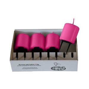 Kopschitz Kerzen 4er Set Adventskerzen mit Safety Clip und Kerzenstecker (Haltekrallen) Fuchsia Pink 8 x ? 5 cm
