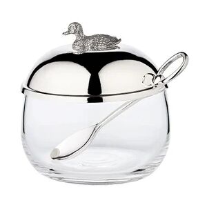 EDZARD Marmeladenglas Ente mit Löffel, edel versilbert, Höhe 10 cm, Durchmesser 10 cm