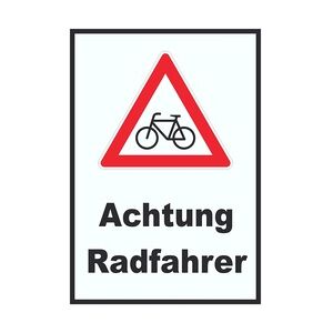 Achtung Radfahrer Fahrräder Schild A3 (297x420mm)