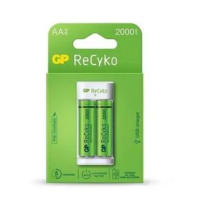 GP Recyko USB-Ladegerät + 2 wiederaufladbare Batterien 2100 mAh Aa