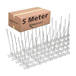 PRIOstahl Taubenabwehr Vogelschreck 2-reihig 5 Meter (10 x 0,50cm Spikes) Vogelabwehr aus Edelstahl