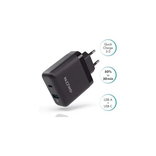 Ladegerät 2-Fach QC 3.0 USB-A + USB-C 6A Schwarz