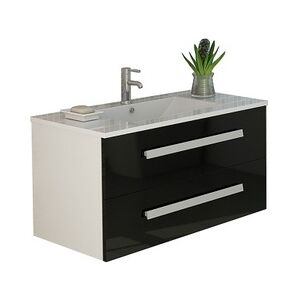 Jet-Line Waschbecken Waschtisch Badschrank Badmöbel Badset RAPPERSWIL schwarz