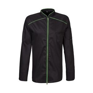 Exner 220 - Kochjacke langarm, 2-wege RV, Fb. schwarz mit farbiger Paspel : lemon green 65% Polyester 35%Baumwolle 220 g/m2 S