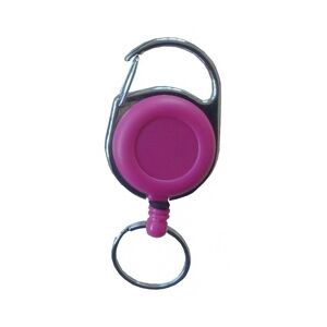 JOJO – Ausweishalter / Ausweisclip / Schlüsselanhänger mit runder Form, Metallumrandung, Gürtelclip, Schlüsselring, Farbe pink - 100 Stück