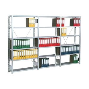 PROREGAL Büro-Fachbodenregal FALKE Stecksystem   Grundregal   HxBxT 200x87x30cm   6 Stahlfachboden   Einseitig nutzbar   Verzinkt