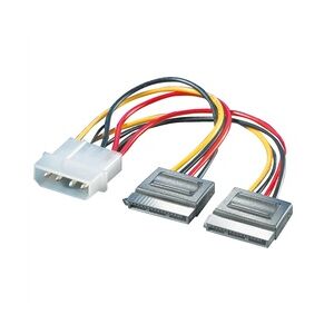 ROLINE Y-Adapterkabel 4 pol. HDD / 2x SATA, 0,12 m