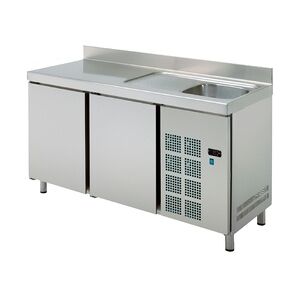 Kühler tisch 2 türen und spüle mit abtropfbecken - 1500x600x850 mm - 220 W 230/1V - 74579509 Eurast