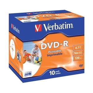 Verbatim DVD-R Jewelcase printable, 4,7Gb, 120 Minuten, 10 Stück