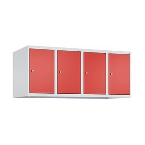 C+P Aufsatzschrank Classic PLUS, 4 Abteile, HxBxT 50x120x50cm, Zylinderschloss, Hellgrau/Rot von PROREGAL