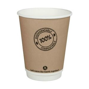 1-PACK 25x BIO Doppelwandbecher CoffeeToGo bis 100°C    300ml O9cm