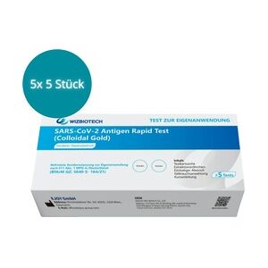 Schnelltest , Omikron Variante auch nachweisbar , Test Antigen-Schnelltest COVID-19 Corona SARS-CoV-2 Antigen Test Kit , 5x 5 Stück WIZBIOTECH