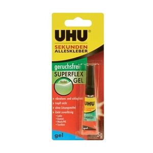 UHU Sekundenkleber geruchsfrei SUPERFLEX GEL,Tube mit 3 g