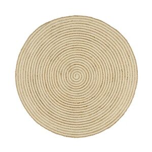 vidaXL Teppich Handgefertigt Jute mit Spiralen-Design Weiß 90 cm