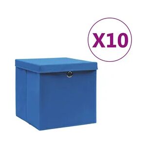 vidaXL Aufbewahrungsboxen mit Deckeln 10 Stk. 28x28x28 cm Blau