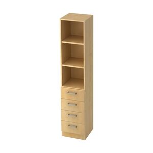 bümö office Aktenschrank Regal mit Schubladen, Büroschrank schmal aus FSC-Holz, 40cm breit in Ahorn - Aktenregal & Schubladenschrank mit