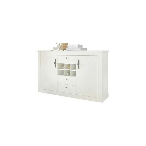 Furn.Design Sideboard in weiß Pinie Landhaus hohe Kommode 166 x 100 cm, Soft-Close-Funktion Fiastra