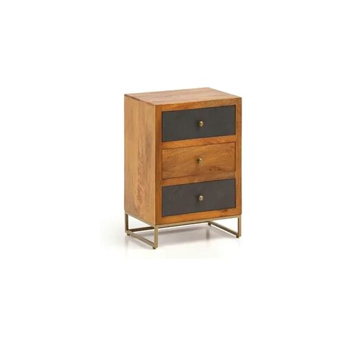 Nachttisch FineBuy Nachtkommode Boxspringbett Massivholz Steinoptik 40x60x30 cm
