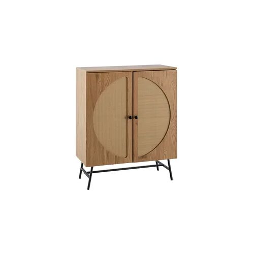 KADIMA DESIGN Sideboard 80x103x39 cm Highboard Eiche-Dekor mit Rattan Geflecht Modern, Hoher Kommodenschrank, Standschrank mit 2 Türen, Kommode Anrichte