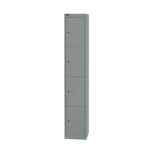 Bisley Garderobenschrank Office mit Schloss aus Stahlblech, 4 Fächer - Spind abschließbar für Sportzeug, Kleidung & Co. - Tiefe: 45,7 cm - Farbe: