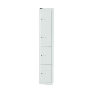 Bisley Garderobenschrank Office mit Schloss aus Stahlblech, 4 Fächer - Spind abschließbar für Sportzeug, Kleidung & Co. - Tiefe: 30,5 cm - Farbe: