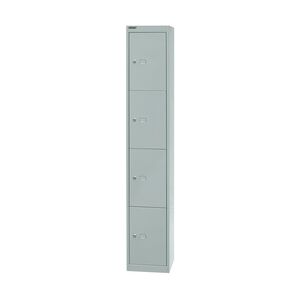 Bisley Garderobenschrank Office mit Schloss aus Stahlblech, 4 Fächer - Spind abschließbar für Sportzeug, Kleidung & Co. - Tiefe: 45,7 cm - Farbe: