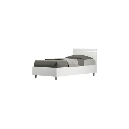Einzelbett mit Stauraum 80x200, gerades Kopfteil mit Ankel-Latten aus weißer Esche