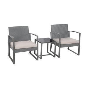 SVITA LOIS L Poly Rattan Sitzgruppe Gartenmöbel Garnitur Tisch Sessel Set Grau