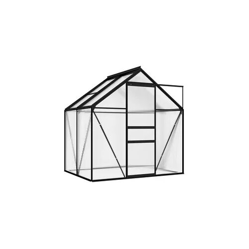 vidaXL Anlehngewächshaus Anthrazit Aluminium 2,47 m2