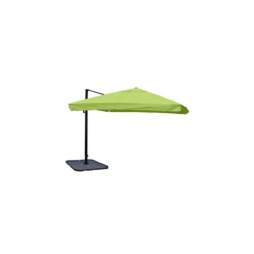 Mendler Gastronomie-Ampelschirm HWC-A96, Sonnenschirm, 3x3m (Ø4,24m) Polyester/Alu 23kg ~ Flap, grün mit Ständer