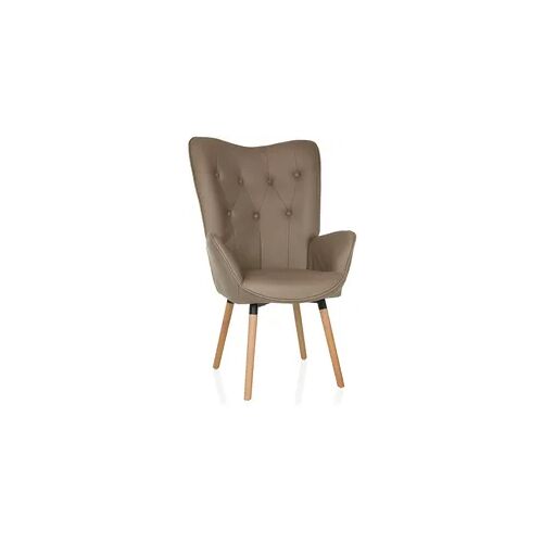 Ohrensessel / Vintage Sessel HAVENIO I Stoff braun hjh LIVING