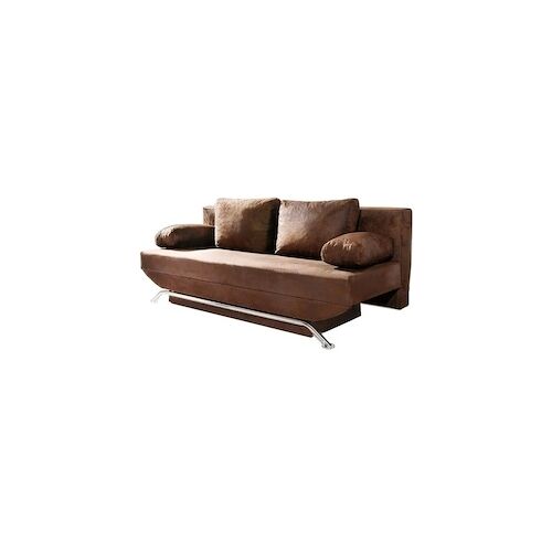 DeLife Schlafcouch Cady Braun 200×90 Schlaffunktion Antik Optik Bettkasten Schlafsofa