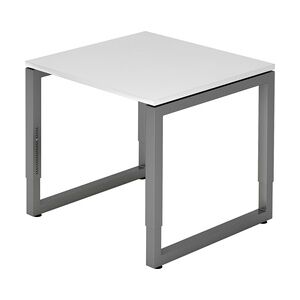 bümö höhenverstellbarer Schreibtisch R-Serie 80x80 cm in weiß, Gestell in Graphit - PC Tisch klein für's Büro manuell höhenverstellbar, Computertisch