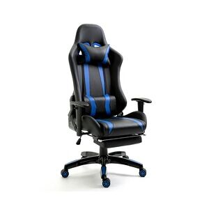 SVITA Stuhl Bürostuhl Schreibtischstuhl Drehstuhl Fußablage ergonomisch schwarz blau