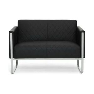 Loungesofa ARUBA STEP Gestell lichtgrau Kunstleder 2-Sitzer schwarz hjh OFFICE