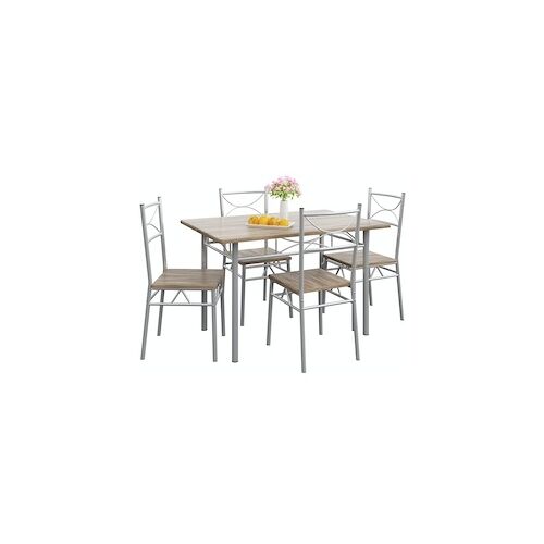 Casaria 5 tlg Sitzgruppe Esstisch Küchentisch mit Stühlen – Eiche