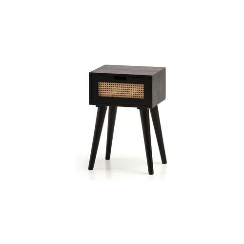 Nachttisch FineBuy Nachtkommode Boxspringbett Holz Rattan 60 cm Wiener Geflecht