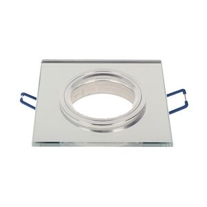 LED line Einbaustrahler GU10 Einbaurahmen Glas Ultra Flach (10mm) Ø75mm Bohrloch Silber Eckig