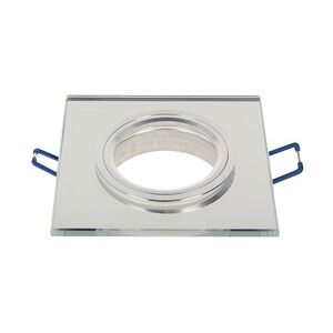 LED line Einbaustrahler GU10 Einbaurahmen Glas Einbauleuchte Ø75mm Bohrloch für LED Silber Eckig
