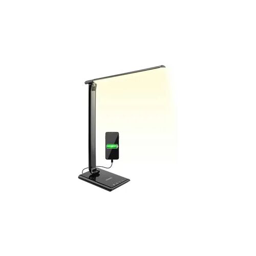 Monzana Schreibtischlampe Schwarz USB Ladeanschluss 5 fach Dimmbar Touch Tischlampe Bürolampe Nachttischlampe Leselampe