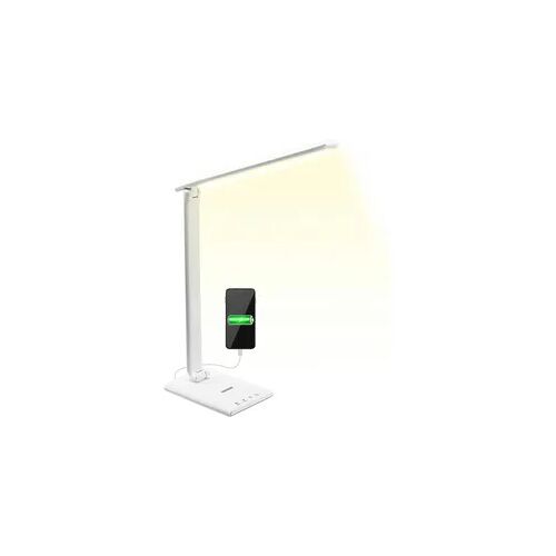 Monzana Schreibtischlampe Weiß USB Ladeanschluss Dimmbar Touch Tischlampe Bürolampe Nachttischlampe Leselampe