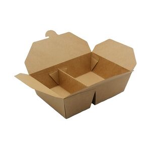 150 Take away Foodboxen Menü Snackboxen braun  2-geteilt 1600ml  fettdicht mikrowellentauglich