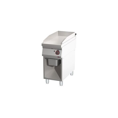 GastroTrade GT24 Gastro Gas-Griddleplatte Standgerät mit Unterbau Grillplatte Bratplatte aus Stahl 400x900x900 mm Edelstahl 8 kW