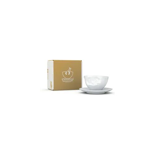 Tasse Lecker weiß - 200 ml - FIFTYEIGHT Kaffeetasse - Dekor Weiß - 1 Stück