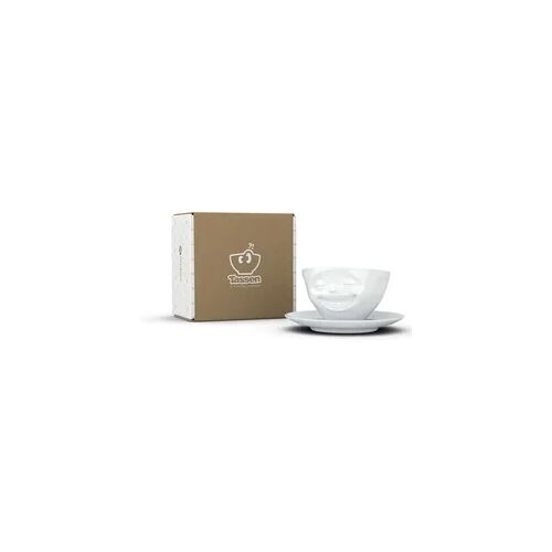 Tasse Lachend weiß - 200 ml - FIFTYEIGHT Kaffeetasse - Dekor Weiß - 1 Stück