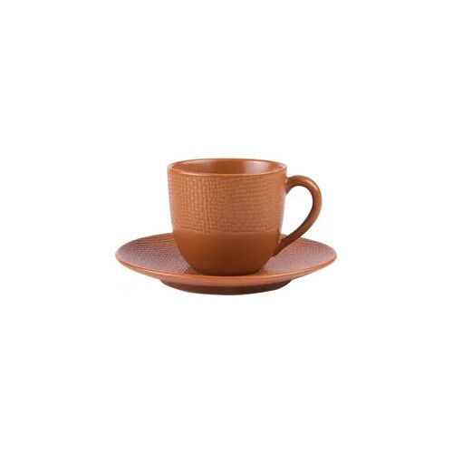 Kaffeetasse und Untertasse Vésuvio terra 12 cl x6 - Orange Rond Grès Table Passion
