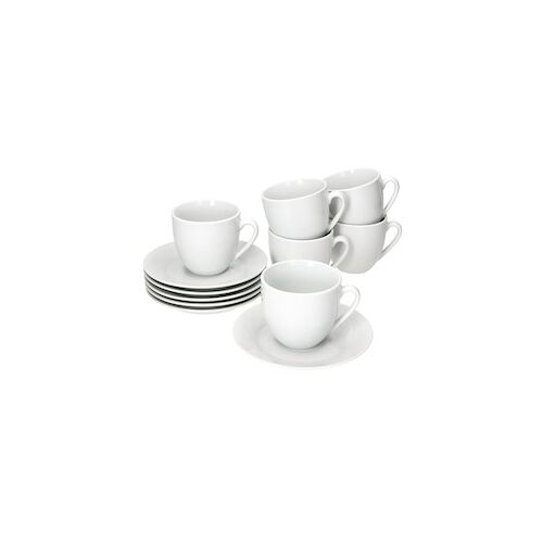MamboCat 6er Set TOMMY Kaffeetasse mit Untertasse weiß Porzellan