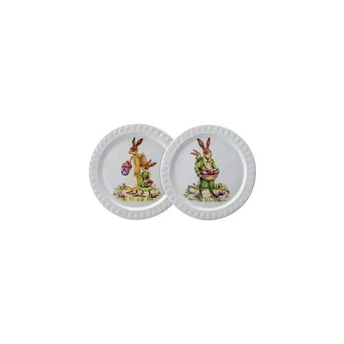 Teller mit Hasenmotiv Nostalgie, 2-tlg., Ø: 23,5 cm