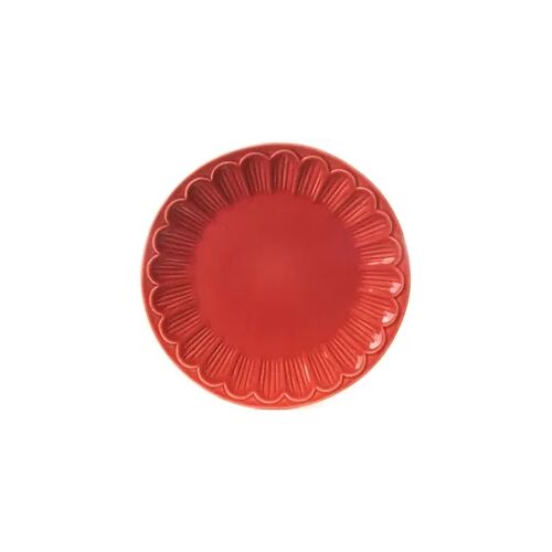 Dessertteller Blütenblatt Koralle x6 - Rot Rund Amadeus Steingut 22x22 cm